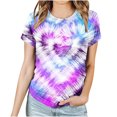 thumbnail image 1 of FAIWAD Tie Dye Print Tunic Tops for Womens Short Sleeve Round Neck Trendy Spring Summer Tops, 1 of 4