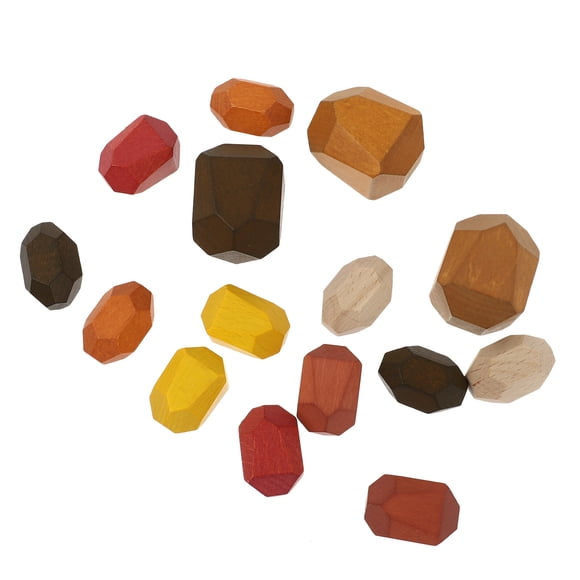 15 Pcs Blocs de Pierre en Bois pour Enfants Blocs Équilibrés Blocs de Construction en Pierre Décoration