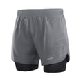 thumbnail image 1 of Men's 2-in-1 Running Shorts Quick Drying Breathable Active Training Exercise Jogging Cycling Shorts with Longer Liner Grey-M, 1 of 7