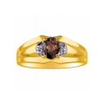 thumbnail image 1 of RYLOS Mens Rings 14K Yellow Gold Classic Design 7X5MM Oval Gemstone & Diamond  Smoky Quartz June Birthstone Ring Size 11, 1 of 6