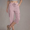 thumbnail image 3 of QATAINLAV Shorts Cargo pour Femmes Unis Décontractés Amples Athlétiques Joggers Pantalons Raccourcis Été Cordon Taille Élastique Bas Resserré Pantalons avec Poches Prime Hebdomadaire Violet TG, 3 of 8