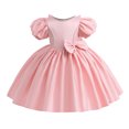 thumbnail image 1 of FAIWAD Robe de Fête de Mariage pour Filles, Manches Bouffantes, Nœud, Asymétrique, Robe de Soirée pour 4-12 Ans, 1 of 7