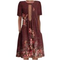 thumbnail image 2 of Robe Maxi à Manches Robe d'Été Bohème à Imprimé pour Femme Robe de Plage à Manches Courtes Robe Longueur Genou Robe à Manches Courtes en Liquidation, 2 of 5