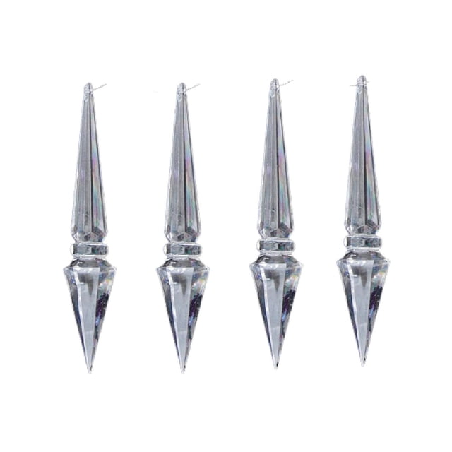 Lot de 4 Glaçons en Acrylique Diamant (5 Pouces) - Ensemble de 2 Comprenant des Glaçons en Acrylique Transparents Facettés avec des Formes de Diamants Pointus et de Fins Fils Suspendus, Idéal pour les Ornements de Noël et les accents Décoratifs pour la Maison Lors d'Occasion Festives.