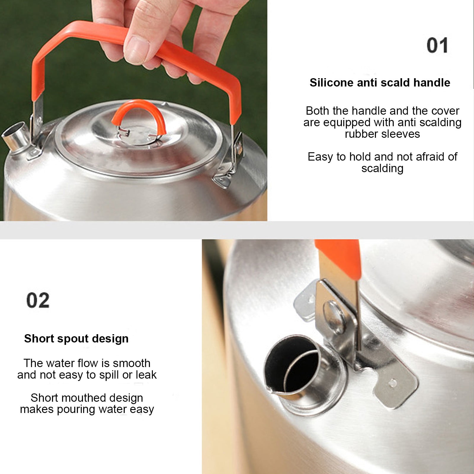 Outdoor Stainless Steel Kettle 1L/1.6L | 304 Food Grade Metal