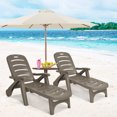 thumbnail image 3 of Costway 2 Pcs Chaise Longue Pliante Inclinable à 5 Positions Brun, 3 of 10