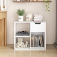 thumbnail image 3 of Costway 3-Cube Bookcase Organizer with 2-tier Wooden Storage Shelf & Pull-out Drawer, 3 of 10