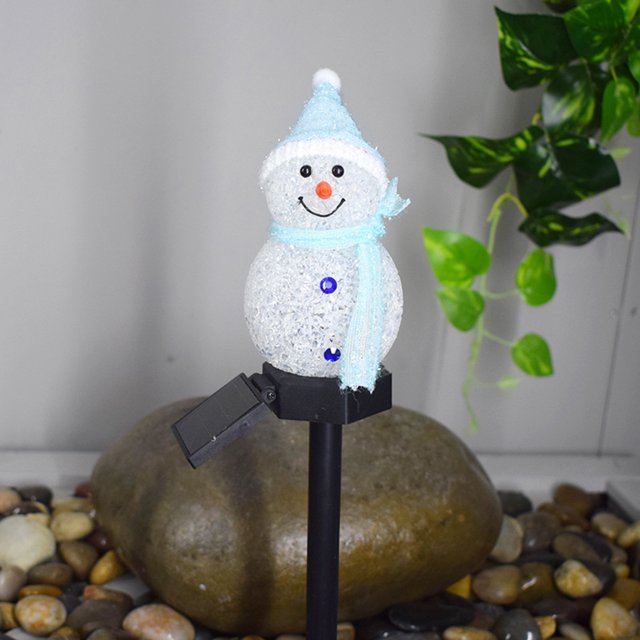 RXIRUCGD Solar Garden Light LED Christmas Lawns Snowman Plug Lights Waterproof Ground Plug Light
