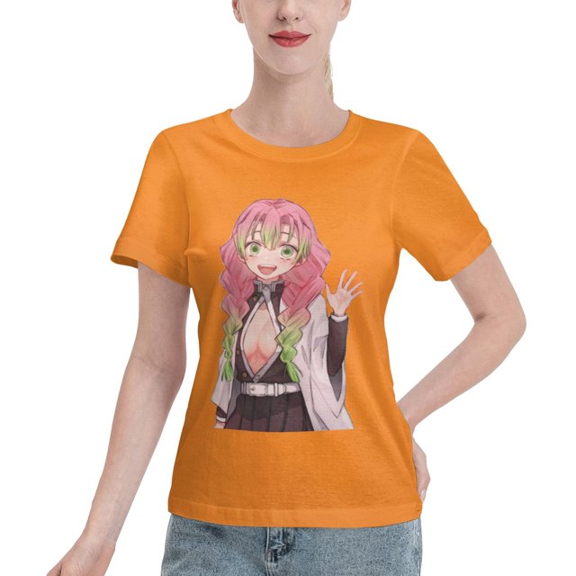 T-Shirt Basique à Manches Courtes pour Femmes Demon Slayer Lame Temple Ganlu Mili