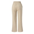 thumbnail image 4 of Timegard Cotton Linen Pants for Women Elastic Waisted Drawstring Straight Leg Lightweight Lounge Trousers, 4 of 7