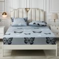 thumbnail image 2 of Move Over 4 pcs Butterfly Sheet Set Full Grey Fitted Sheet Chic Butterflies Pattern All Around Elastics Deep Pocket Sheet, 2 of 8