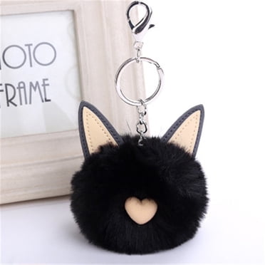 EGNMCR Porte-clés 8 cm Oreilles Mignonnes Pendentif de Porte-Clés Femmes Anneau de Clé Pompons Porte-Clés Porte-Clés