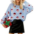 thumbnail image 1 of Pull de Noël pour Femmes, Manches Longues Décontracté Confortable Col Rond Mode Femme Pull Tricoté Père Noël pour Hiver pour Extérieur Rose, Gris, Noir, Rouge, Bleu, Vert, 1 of 8