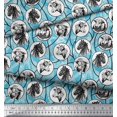 thumbnail image 2 of Soimoi Moss Georgette Fabric Rocket,Planet & Astronaut Animal Print Sewing Fabric Yard 42 Inch Wide, 2 of 3