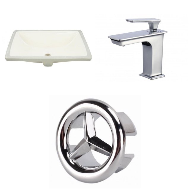 American Imaginations 18.25-in. W CUPC Rectangle Bathroom Undermount Sink Set In Biscuit - Chrome Hardware AI-26819