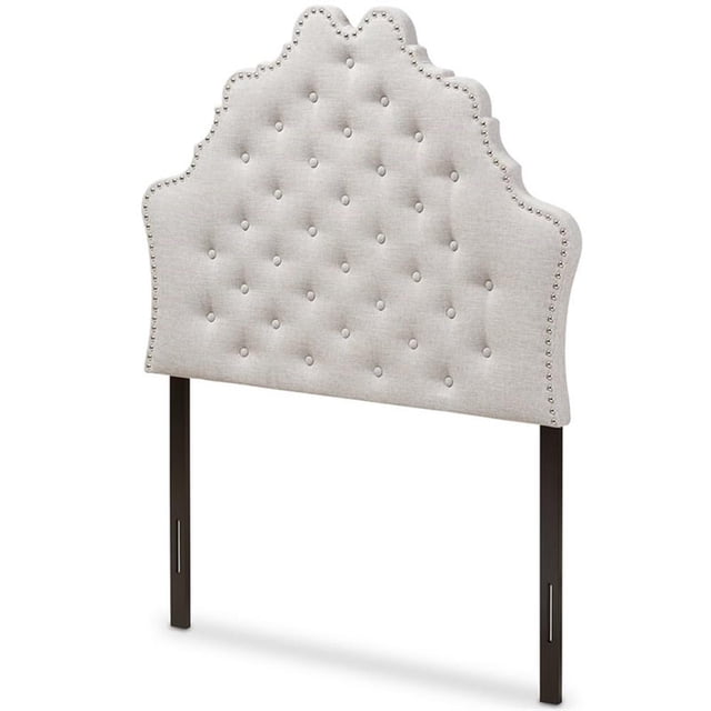 Baxton Studio Hilda Tufted Twin Panel Headboard in Grayish Beige