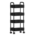 thumbnail image 3 of Dvruxg 4-Tier Plastic Rolling Utility Cart with Handle, Multi-Functional Storage Trolley for Office, Living Room, Kitchen, Movable Storage Organizer with Wheels, Black, 3 of 5