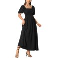 thumbnail image 4 of INSPIRE CHIC Robe Maxi pour Femme à Encolure Carrée Froncée, Robes d'Été Noires TG, 4 of 5