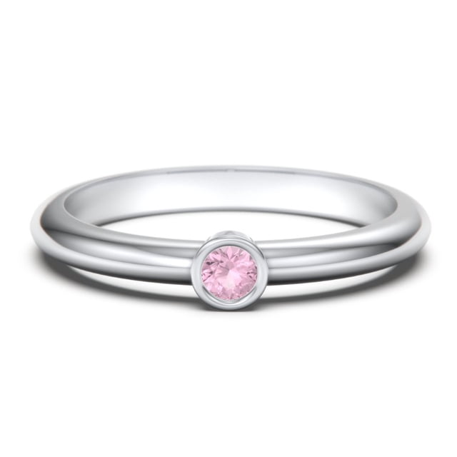 Classic Bezel Set Birthstone Ring - Pink Tourmaline (October)