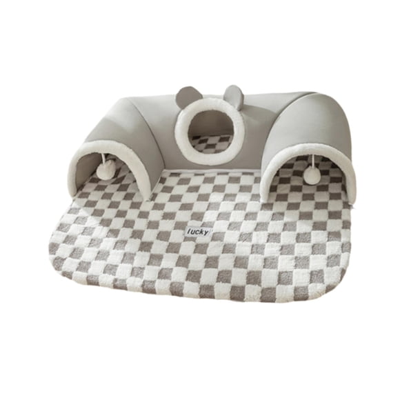 Decodeary Tube pour Chat Excitant avec Lit Lavable pour Chats d'Intérieur Offrant Divertissement Sans Fin Tunnel pour Chat Fermeture Éclair Réfléchie Gris G