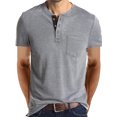 thumbnail image 1 of Innerwin Blouse Col Rond pour Hommes Hauts d'Été Col Henley Coupe Régulière T-Shirts Gris Clair L, 1 of 5