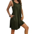 thumbnail image 4 of Dvkptbk Robe d'Été de Plage pour Femme 2024 Décontractée à Col Rond à Manches Courtes Robe Débardeur Mini Robes Fluide à Volants Boho Robe Soleil avec Poches P-2TG, 4 of 7
