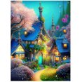 thumbnail image 1 of Sea Shell Night Castle Fantasy Scenery Full Square Round Embroidery Mushroom House, 30*40 cm, frame not included.,8-TZ, 1 of 3