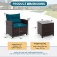thumbnail image 3 of Costway Ensemble de Mobilier de Jardin en Rotin 3 Pcs, Canapé et Fauteuils Rembourrés Bleus, 3 of 10