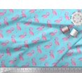 thumbnail image 3 of Soimoi Blue Moss Georgette Fabric Flamingo Bird Printed Fabric 1 Yard 42 Inch Wide, 3 of 3
