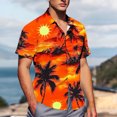 thumbnail image 4 of Pisexur Shirts for Man T Hommes Mode Décontractée Col Rabattu Imprimé Manches Courtes Chemise Boutonnée Blouse Orange, TG Chemises de Golf Hommes & Chemises Hommes, 4 of 7