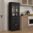 thumbnail image 2 of HOMCOM 63" Kitchen Pantry Storage Cabinet w/Adjustable Shelves Glass Door, 2 of 10