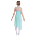 thumbnail image 2 of Yhong Robe de Danse Ballet Sans Manches pour Filles Irrégulière avec Strass Brillants Performance Bleu Clair 6, 2 of 7