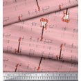 thumbnail image 3 of Soimoi Pink Modal Satin Fabric Notes & Guitar Musical Instrument Decor Fabric Printed Yard 42 Inch Wide, 3 of 5