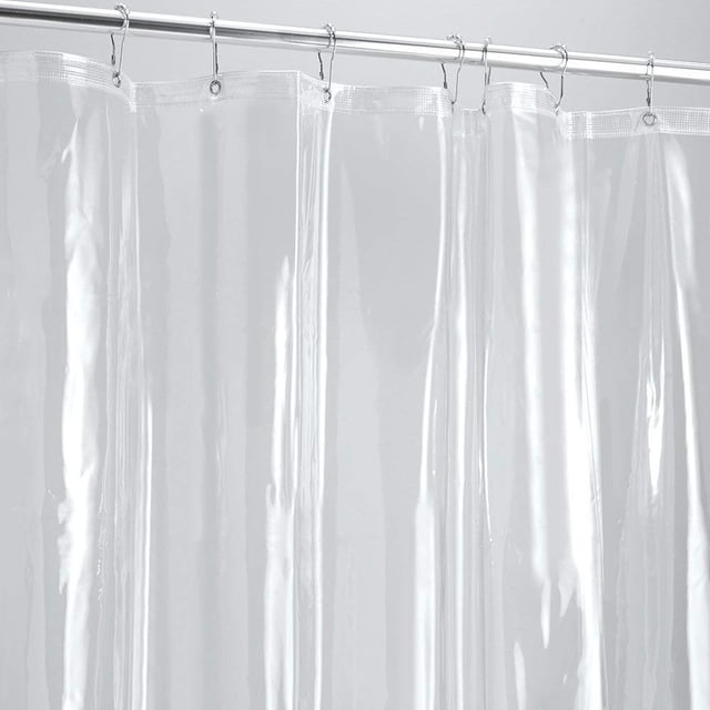 Doublure de Rideau de Douche Épaisse en Cristal transparent Robuste avec Pierres Transparentes Robustes et Oeillets Résistants à la Rouille, en Matériau PEVA. Cet Accessoire de Salle de Bain Imperméable Mesure 72 Pouces par 72 Pouces et Présente un design transparent Idéal pour l'Utilisation de Doublure de Rideau de Douche.