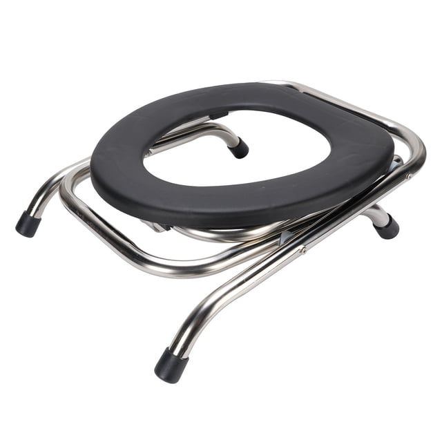 Foldable Toilet Chair, Stainless Steel Portable Toilet Chair with Non Slip Base, Multifunctional Commode Chair for Adults, for Travel, Camping