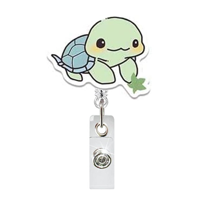 Mignon Rouleau de Badge Rétractable en Acrylique Tortue Support de Badge Rotatif pour Docteur Infirmière Enseignant Étudiant
