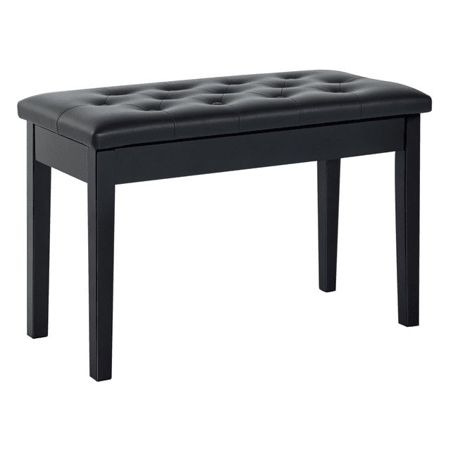 HOMCOM Banc de Rangement Rembourré 30 Pouces pour Piano Siège Clavier en Cuir Synthétique (Noir)