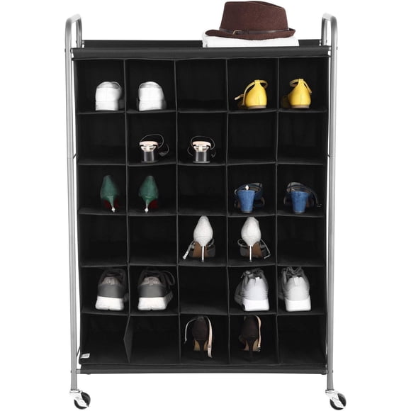 Range-chaussures Mainstays à 6 niveaux, 30 paires, noir