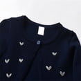 thumbnail image 5 of LYHaoo Girls' Spring And Autumn Hand Embroidered Heart Pattern Knitted Cardigan Shawl Baby Summer Lightweight Air Conditioner Shirt Suitable For 1 14 Years Old Warm Jacket Blue Sizes 11-12 Years, 5 of 5