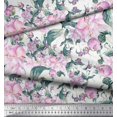 thumbnail image 2 of Soimoi Modal Satin Fabric Leaves & Buds Flower Fabric Prints by Yard 42 Inch Wide, 2 of 3