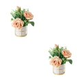 thumbnail image 3 of mmirethe Fake Peony Silk Hydrangea Flower Realistic Appearance Artificial Flowers With Vase Simulation Flower Set Low Maintenance rose Champagne 2Set, 3 of 6