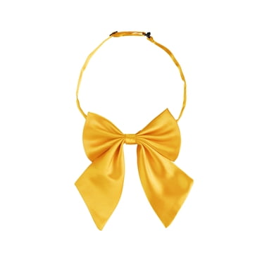 INSPIRE CHIC Nœud Papillon Ajustable Uni Pré-Noué à Encolure Licou Auto pour Femme Jaune 13*16cm/5.12 Pouces*6.30 Pouces