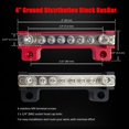 thumbnail image 4 of 6 Terminals Bus Bar, Ampper 4" Power / Ground Distribution Block Brass Battery BusBar Junction for Car Vehicle Rv Truck Marine Boat Audio Amplifier and More (Red & Black), 4 of 4