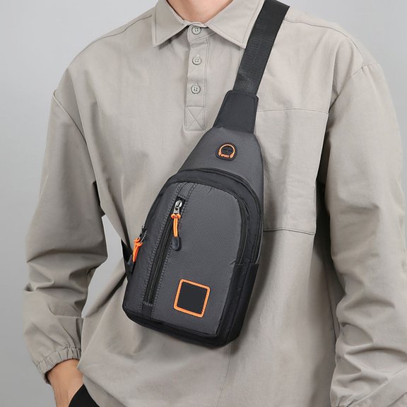 Sac de Poitrine Décontracté pour Homme, Sac Bandoulière en Travers du Corps / Grand Sac d'Épaule Polyvalent à Grande Capacité avec Multiples Poches / Tissu Imperméable et Durable pour Voyage et Travail / Tient Téléphone, Clés, Portefeuille, Passeport, Parapluie