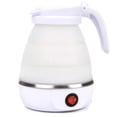 thumbnail image 1 of US Plug Foldable Electric Kettle with Silicone & Stainless Steel Body, 600W Fast Heating, One-Button Operation, Ergonomic Handle & Lid, Washable Design, Compact for Travel/Home, White (Space-Saving, 1 of 6