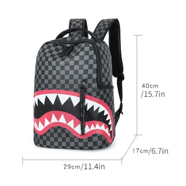 バッグ BAPE Shark Face Backpack KEINXS Bape Shark Pu Leather Backpack Multi-Functional Large