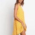 thumbnail image 3 of Robe Femme Sans Manches à Pois, Robe Imprimée à Volants, Col Rond, Coupe Ample, Jaune, TTG, 3 of 7