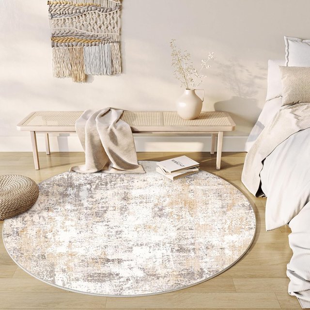x Washable Area Rug for Living Room Bedroom Neutral Carpet Low Pile Soft Thin Tapis Salon Abstract Modern Vacuumable Lightweight Large Throw Rug for Dining Room Kitchen