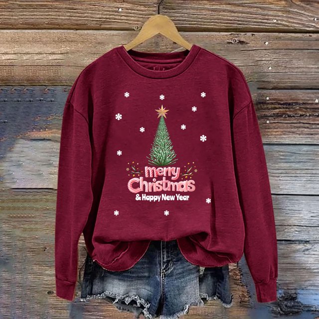 EGNMCR Chandails en Molleton à Capuche pour Femmes, Chandails en Molleton pour Femmes, Chandail à Capuchon Décontracté à Manches Longues de Noël Mode Décontractée à Manches Longues Col Rond Imprimé Chandails en Molleton Blouse pour Femmes
