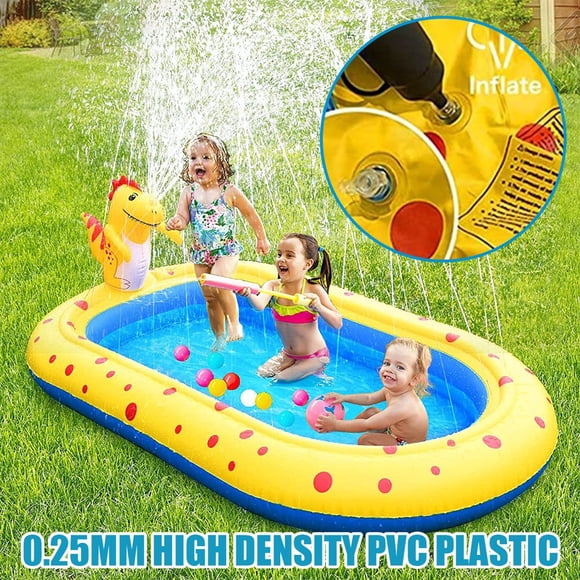 AMERTEER Tapis d'Éclaboussures Arroseur pour Enfants Piscine Gonflable Arroseur Tout-Petit Pataugeoire Jeu d'Eau Tapis d'Éclaboussures avec Arroseur Dinosaure Tapis de Piscine pour Enfants Extérieur Jouet d'Eau pour Garçons Filles Natation